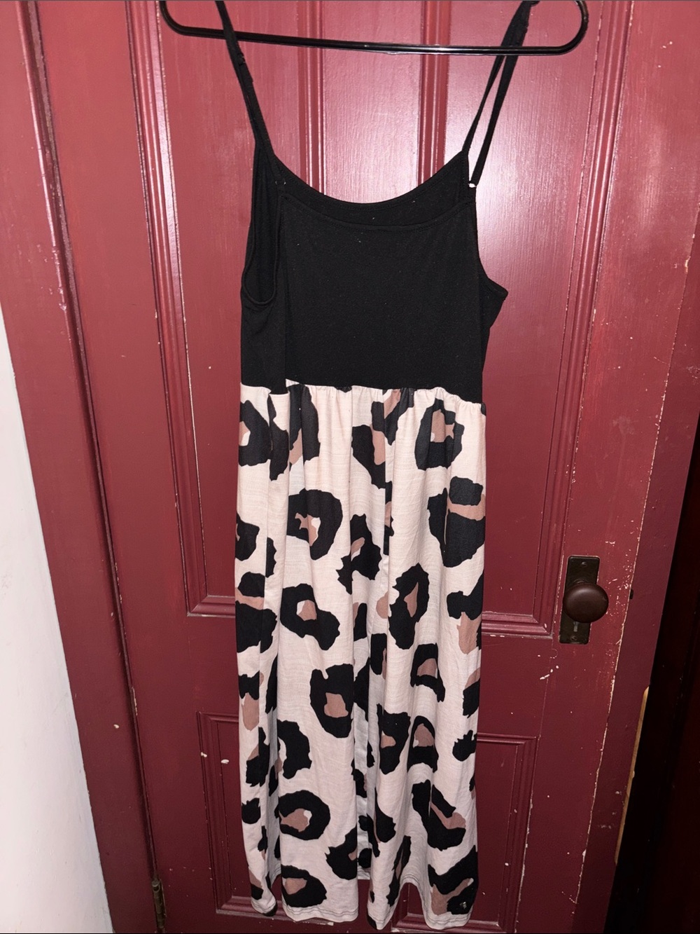 SHEIN Black Top Cream Leopard Print Maxi Dress